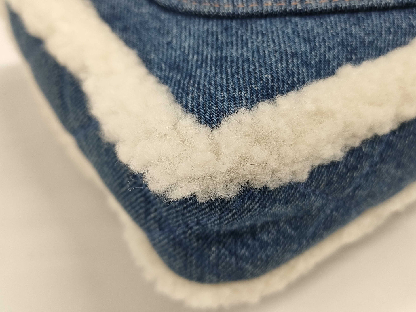 CHANEL Denim Mouton Patchwork Shoulder Bag