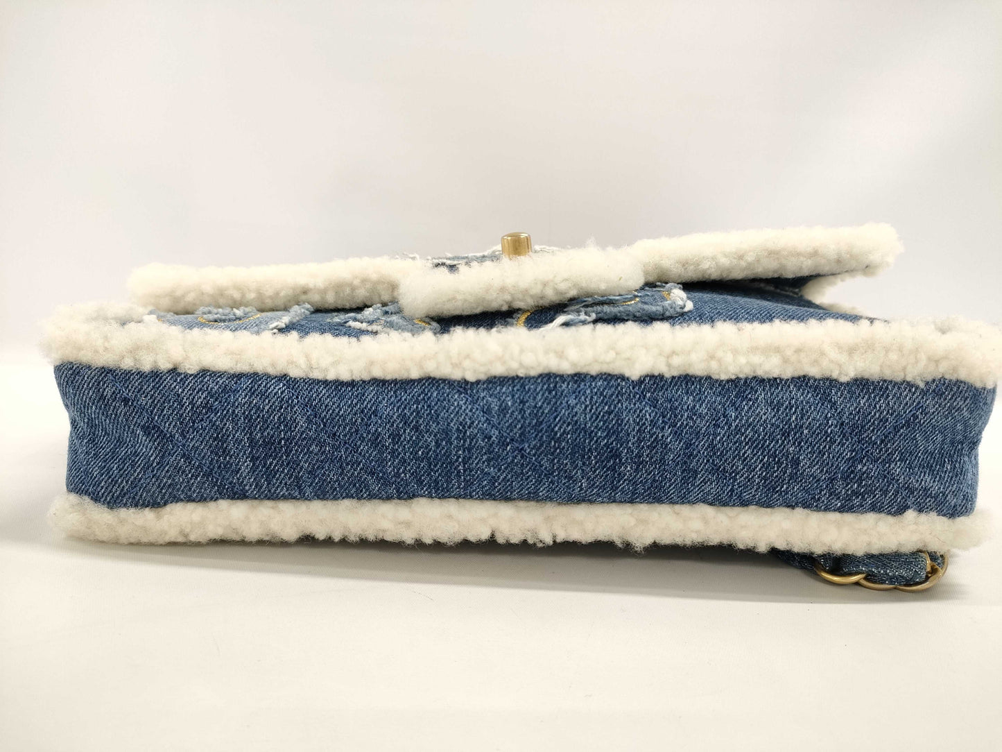 CHANEL Denim Mouton Patchwork Shoulder Bag