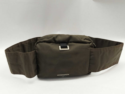 PRADA Nylon Prada Body Bag with Triangle Logo Waist Pouch