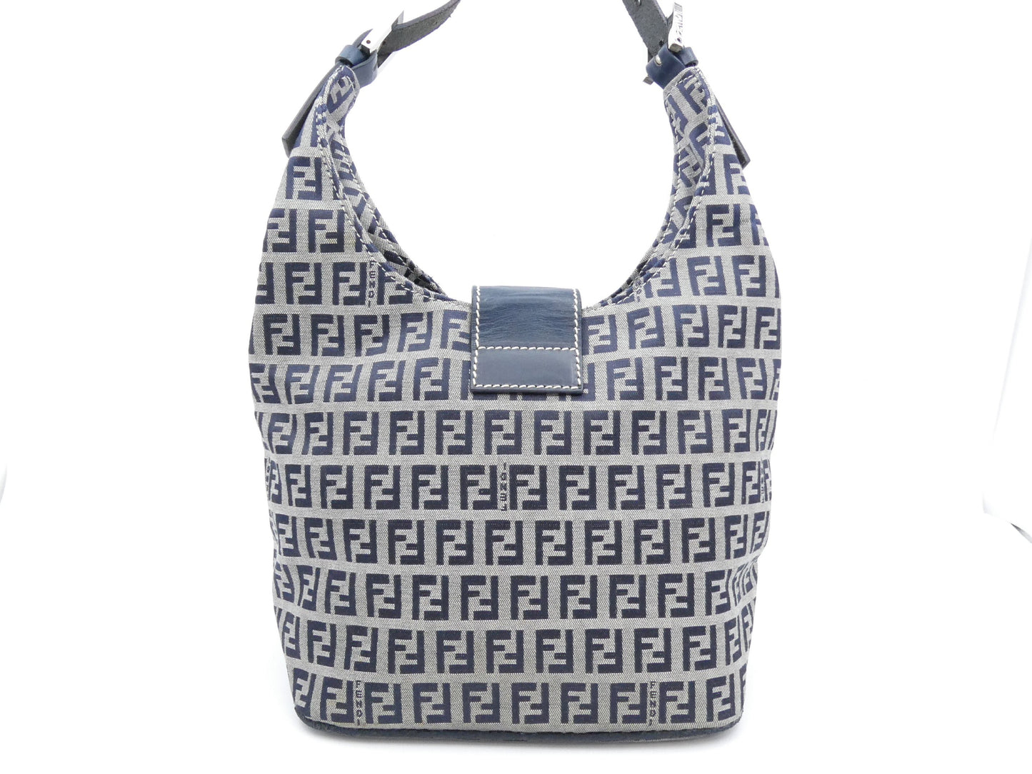 FENDI Zucchino Mamma Canvas and Leather Shoulder Bag