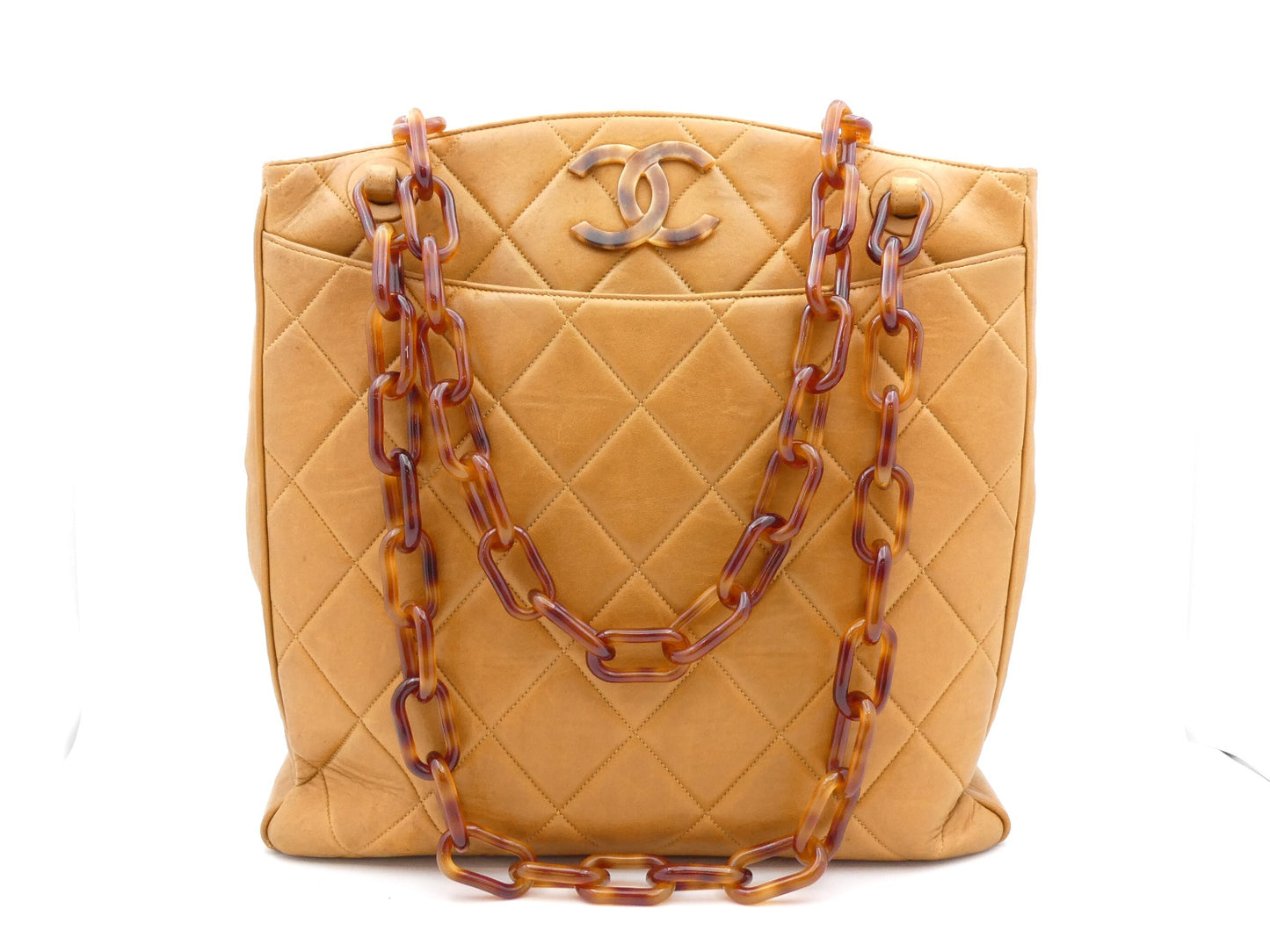 CHANEL Matelasse Coco Mark Tortoiseshell Chain Tote Bag
