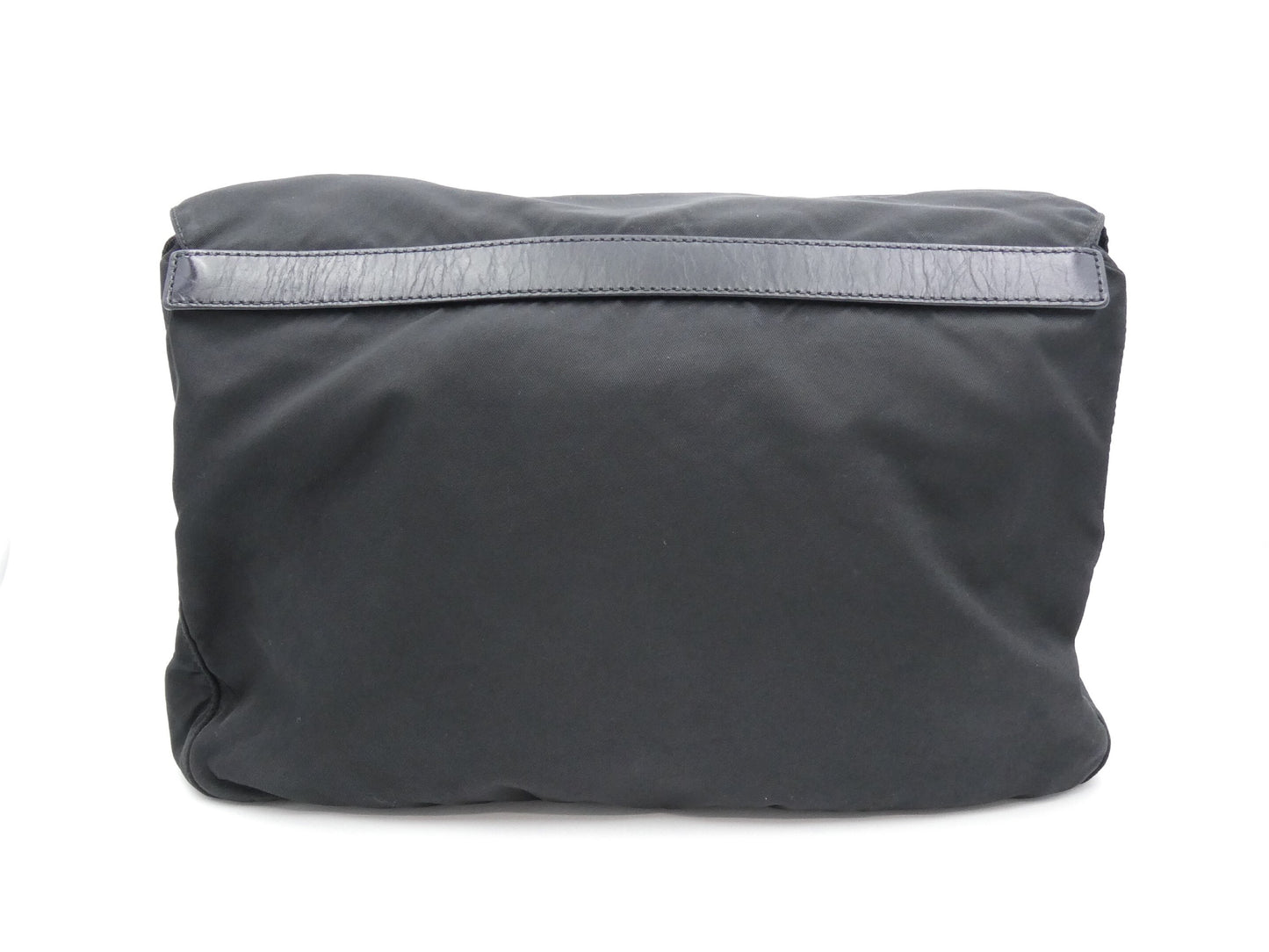 PRADA logo plate nylon and leather shoulder bag