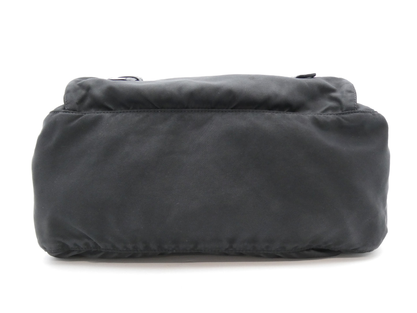 PRADA logo plate nylon and leather shoulder bag