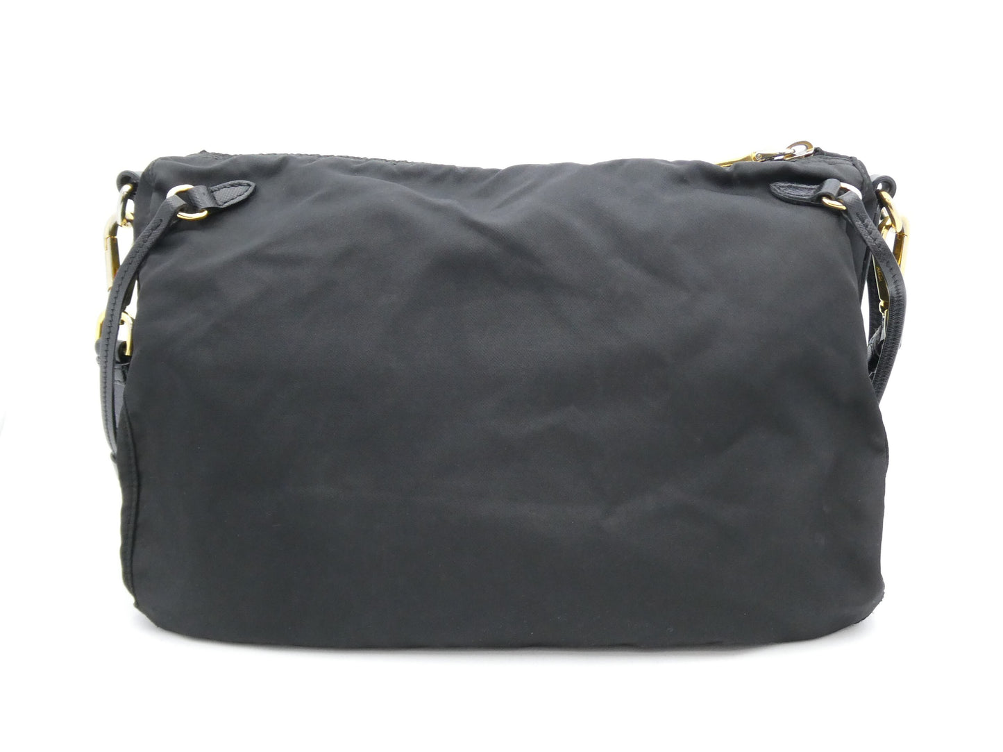 PRADA logo nylon and leather shoulder bag