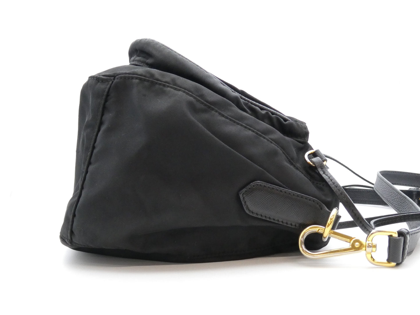 PRADA logo nylon and leather shoulder bag