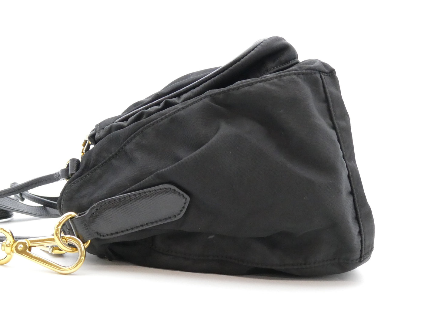 PRADA logo nylon and leather shoulder bag