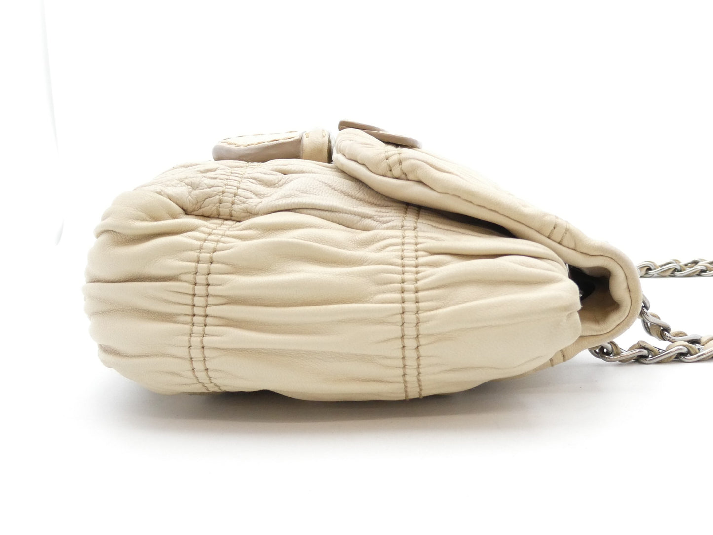 PRADA logo gathered chain shoulder bag