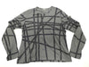 HERMES Women's Long Sleeve T-Shirt with Ribbon Pattern, Gray, Size L, Wrinkled