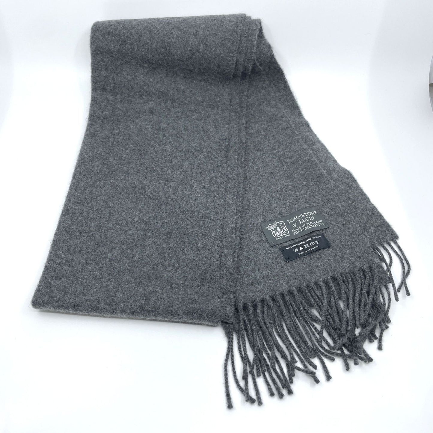 Johnstons of Elgin 100% Cashmere Scarf, Gray, Made in Scotland