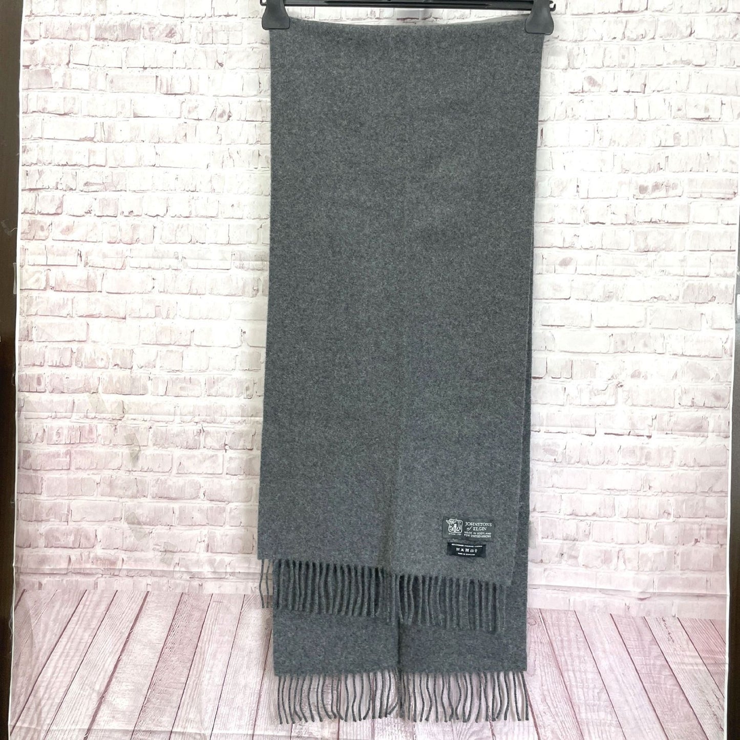 Johnstons of Elgin 100% Cashmere Scarf, Gray, Made in Scotland