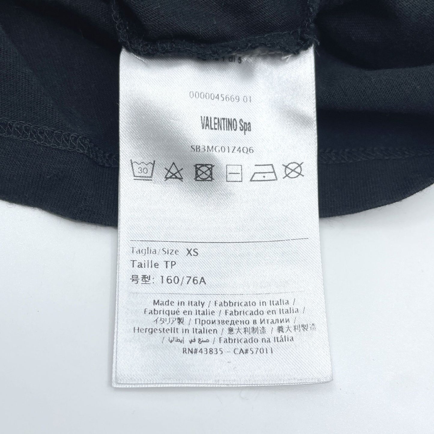 VALENTINO SB3MG01Z4Q6 Men's Cut and Sew Big Logo T-Shirt, Black, Size XS