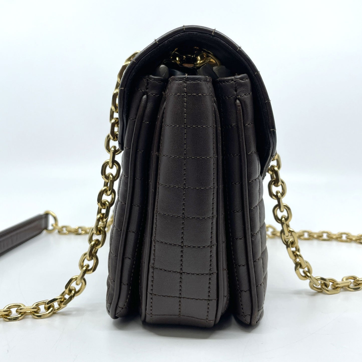 CELINE C Logo Quilted Medium Chain Shoulder Bag