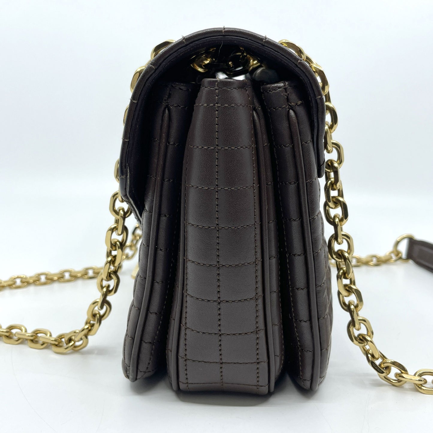 CELINE C Logo Quilted Medium Chain Shoulder Bag
