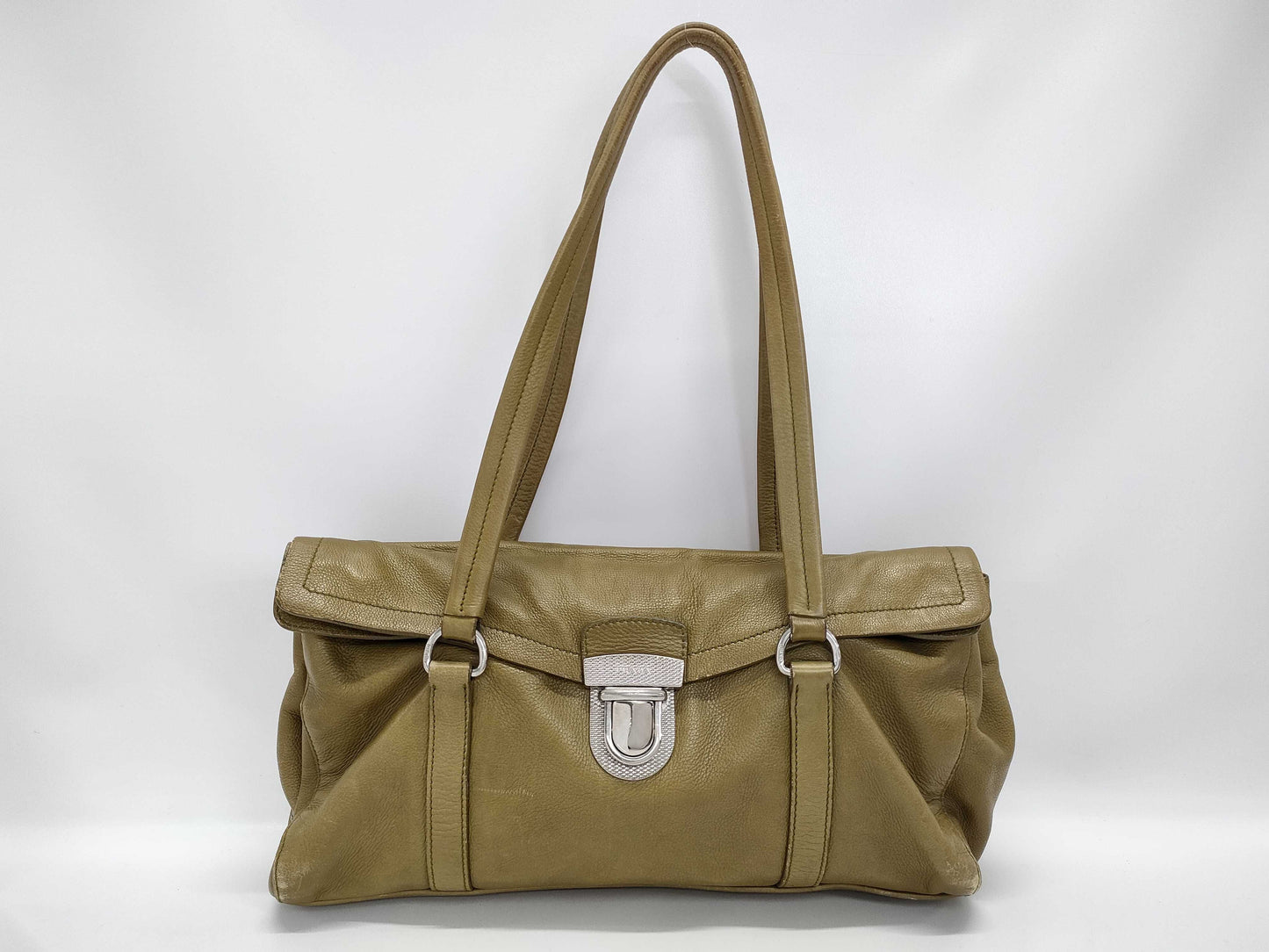 PRADA Prada Triangle Logo Handbag Green Handbag