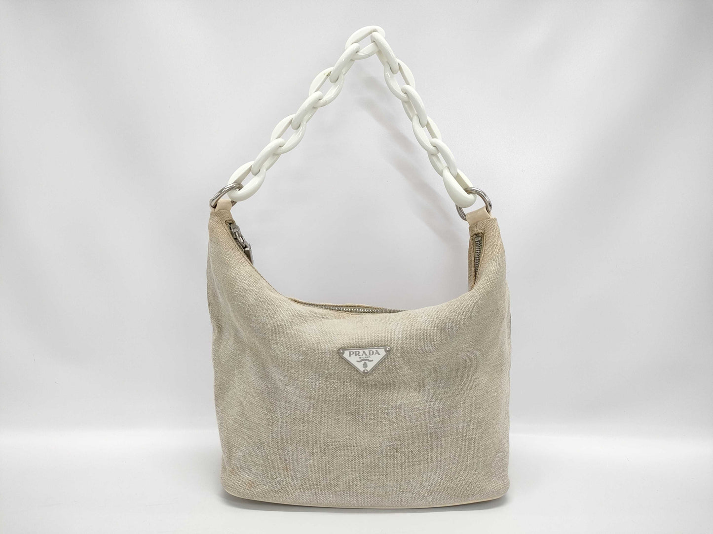 PRADA Prada Triangle Logo Chain Shoulder Bag