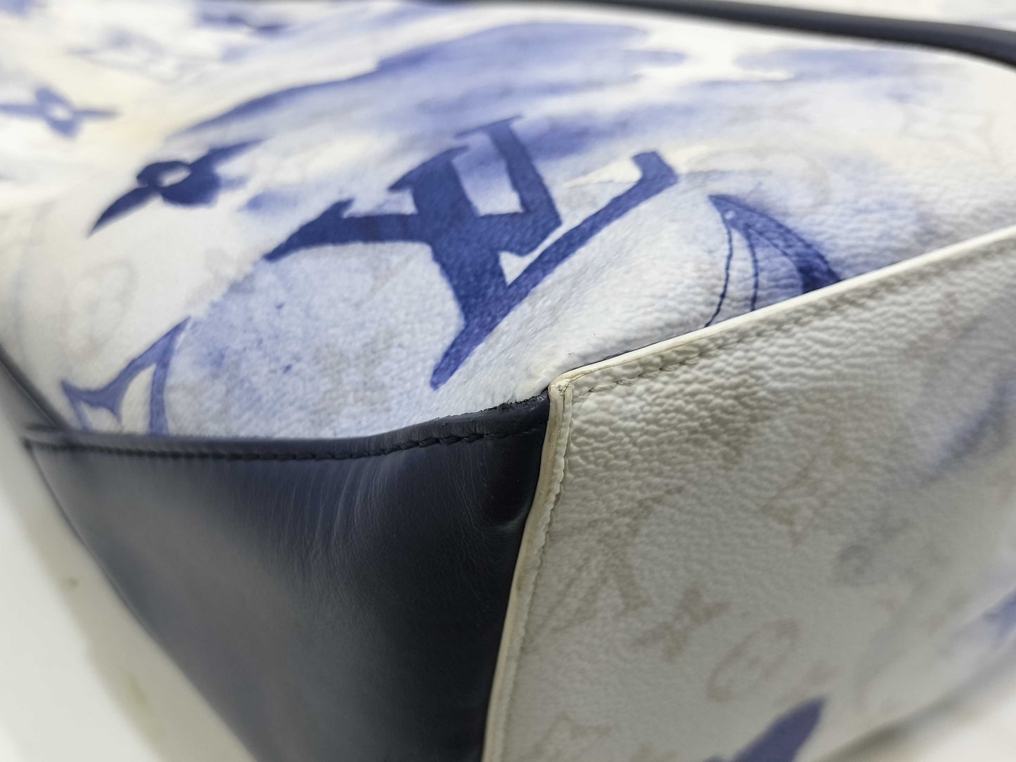 LOUIS VUITTON Monogram Watercolor Weekend Tote GM M45755 Blue x White RFID Enabled Tote Bag