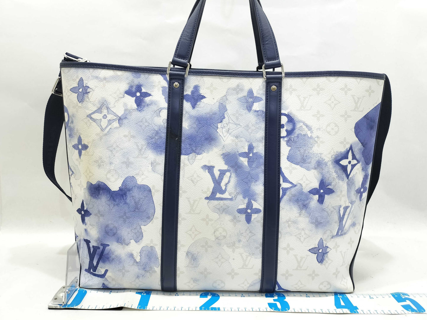 LOUIS VUITTON Monogram Watercolor Weekend Tote GM M45755 Blue x White RFID Enabled Tote Bag