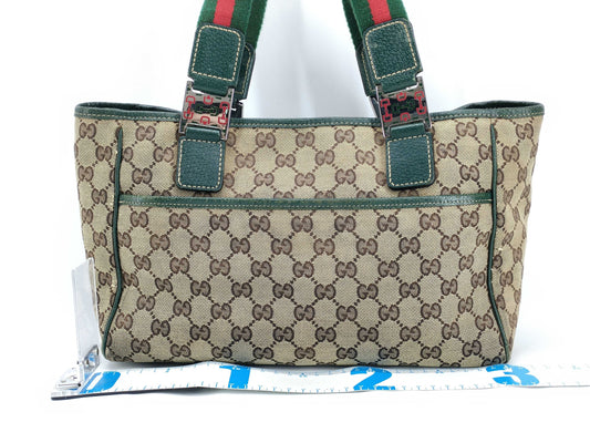 GUCCI GG Canvas Sherry Line Horsebit Tote Bag