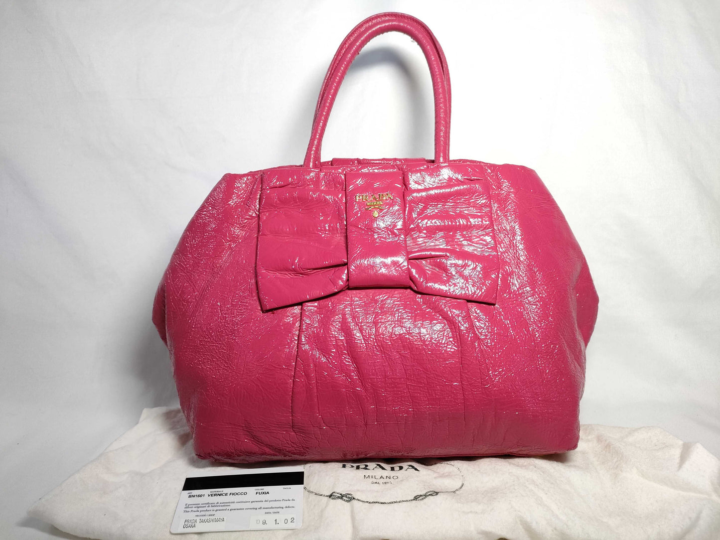 BN1601 Patent Leather Ribbon Handbag