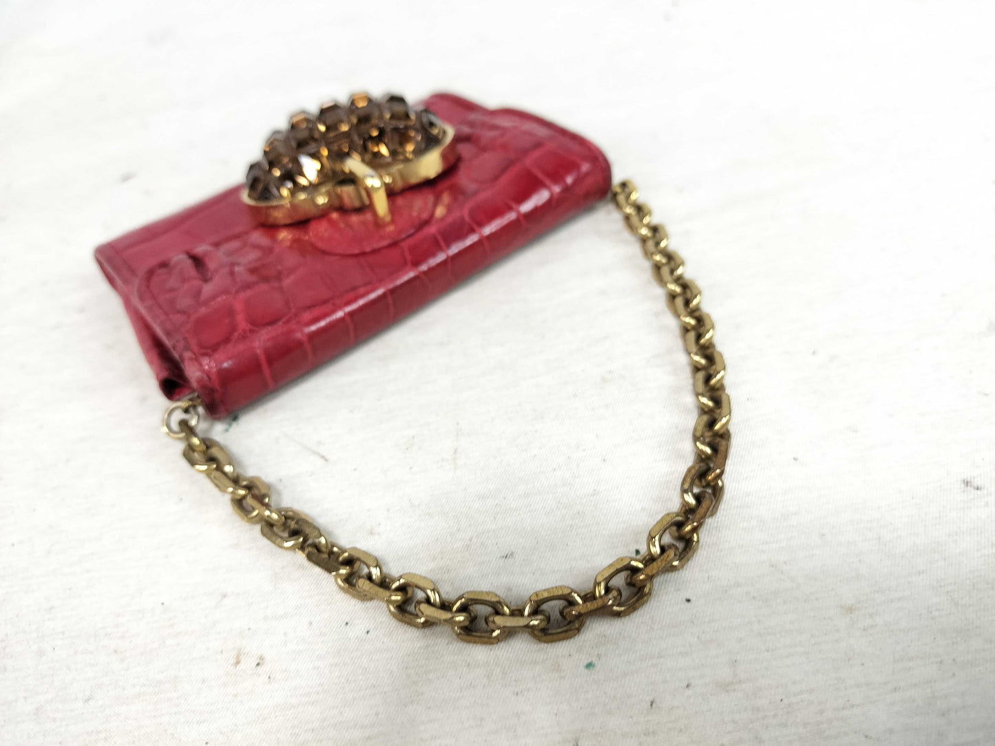LOEWE Chain Shoulder Pouch Crocodile Heart Rare Pouch