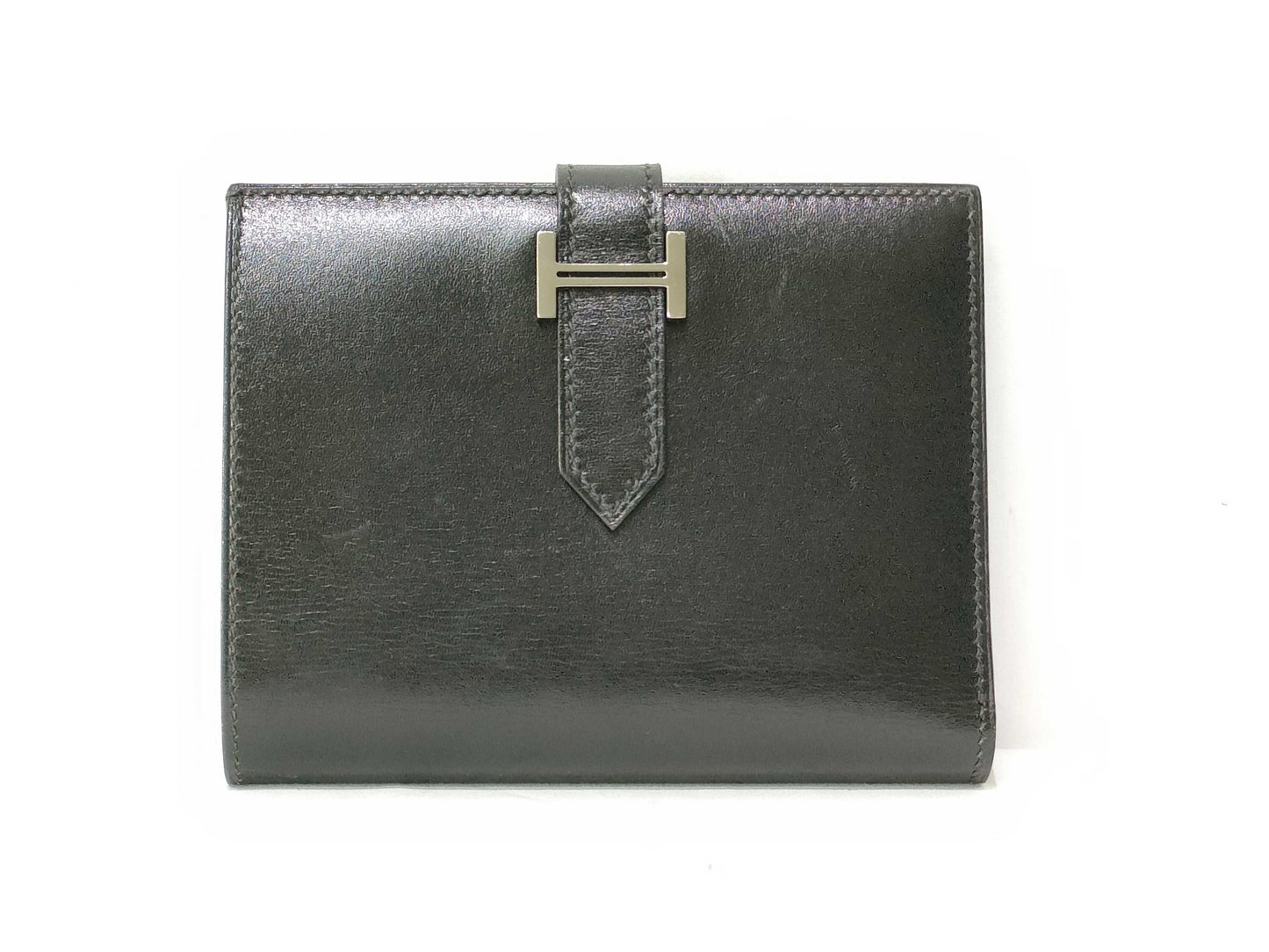 HERMES Bearn Compact Black Box Calf Wallet