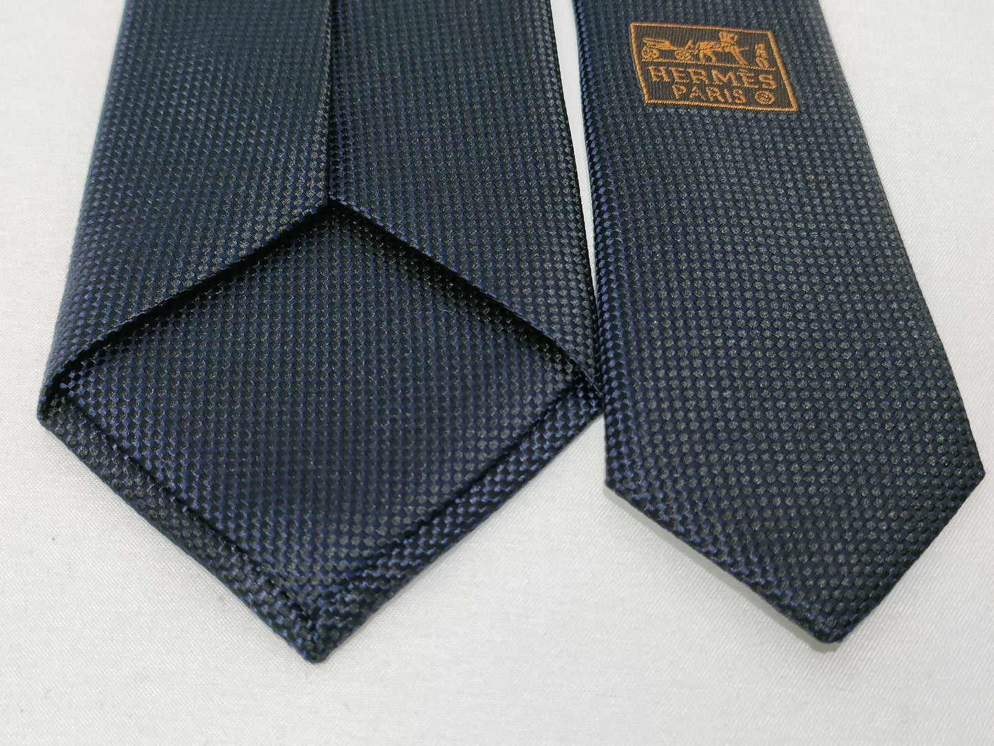 HERMES Silk Tie Navy