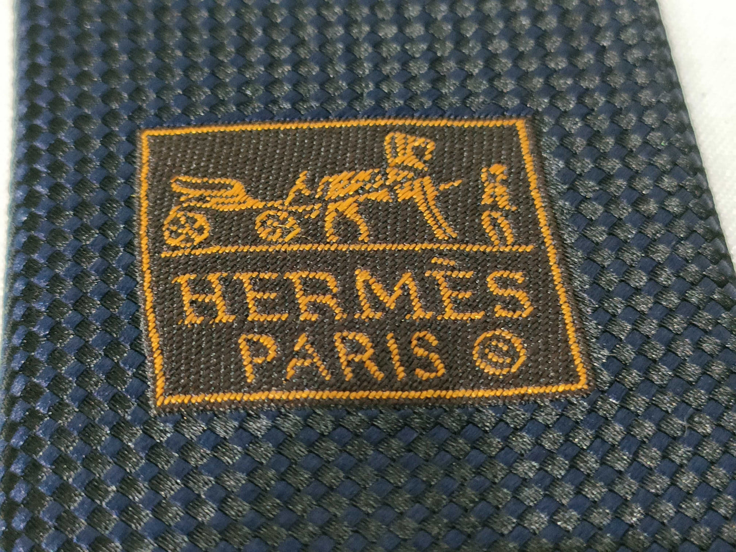 HERMES Silk Tie Navy