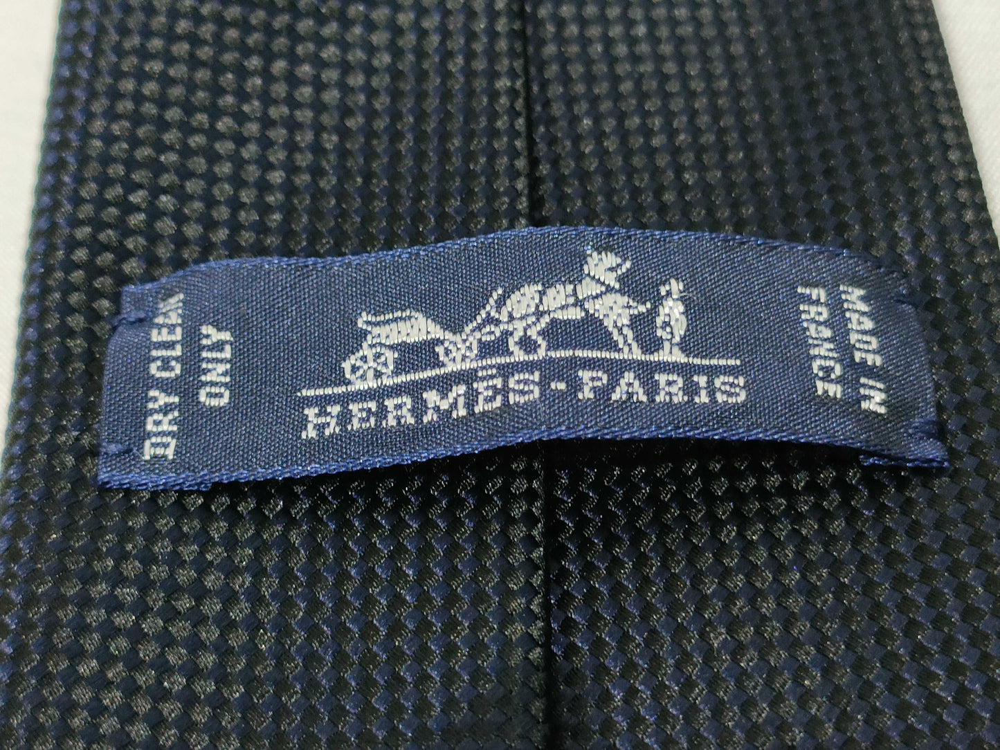 HERMES Silk Tie Navy