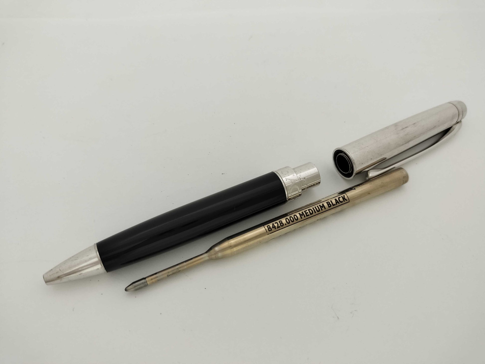 Caran d'Ache Leman Ballpoint Pen, Metal, Black x Silver, Pen/Fountain Pen