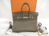 HERMES Birkin 25 Etoupe Gold Hardware Double Stamp Handbag