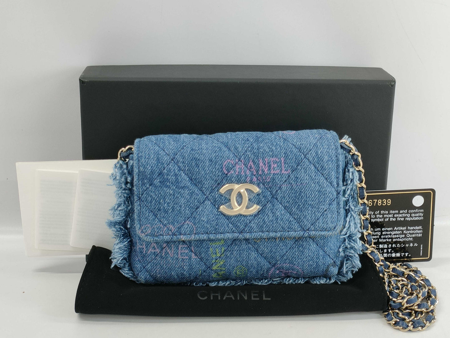 CHANEL Denim/Fringe Shoulder Pouch AP2602 32 Series Shoulder Bag