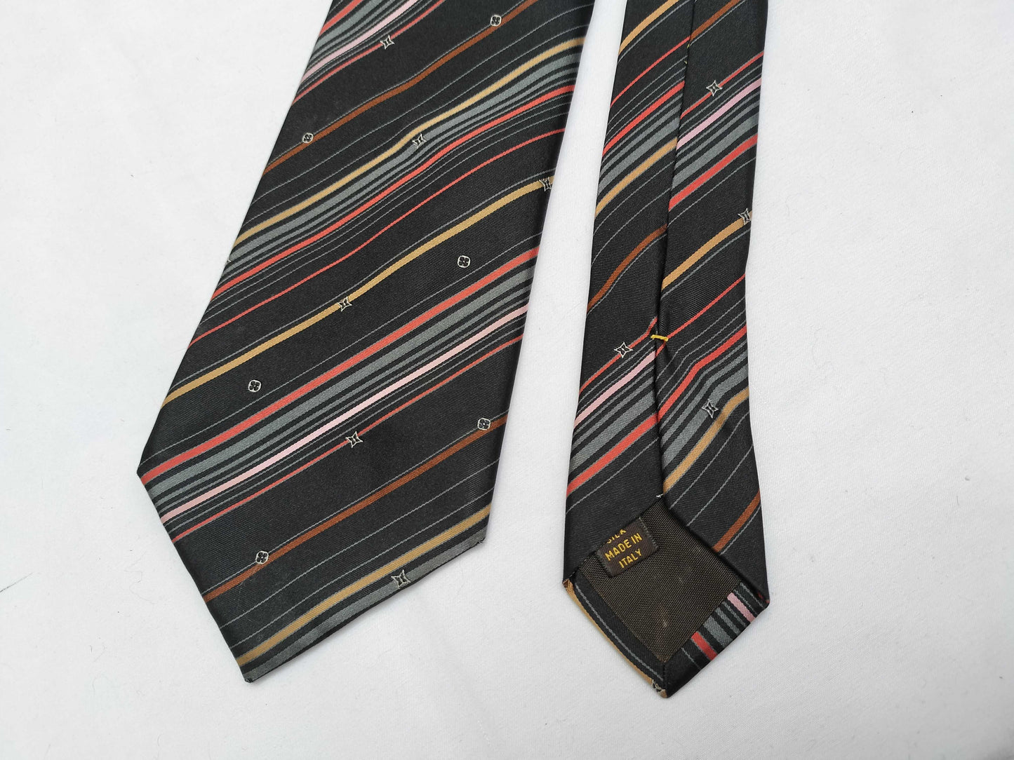 LOUIS VUITTON LOUIS VUITTON Monogram Striped Tie Navy LOUIS VUITTON Tie