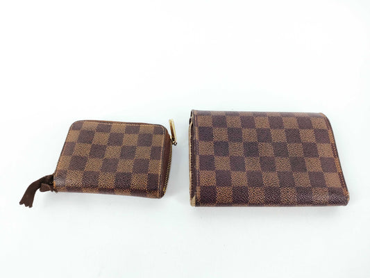 LOUIS VUITTON Damier Wallet Set with serial number.