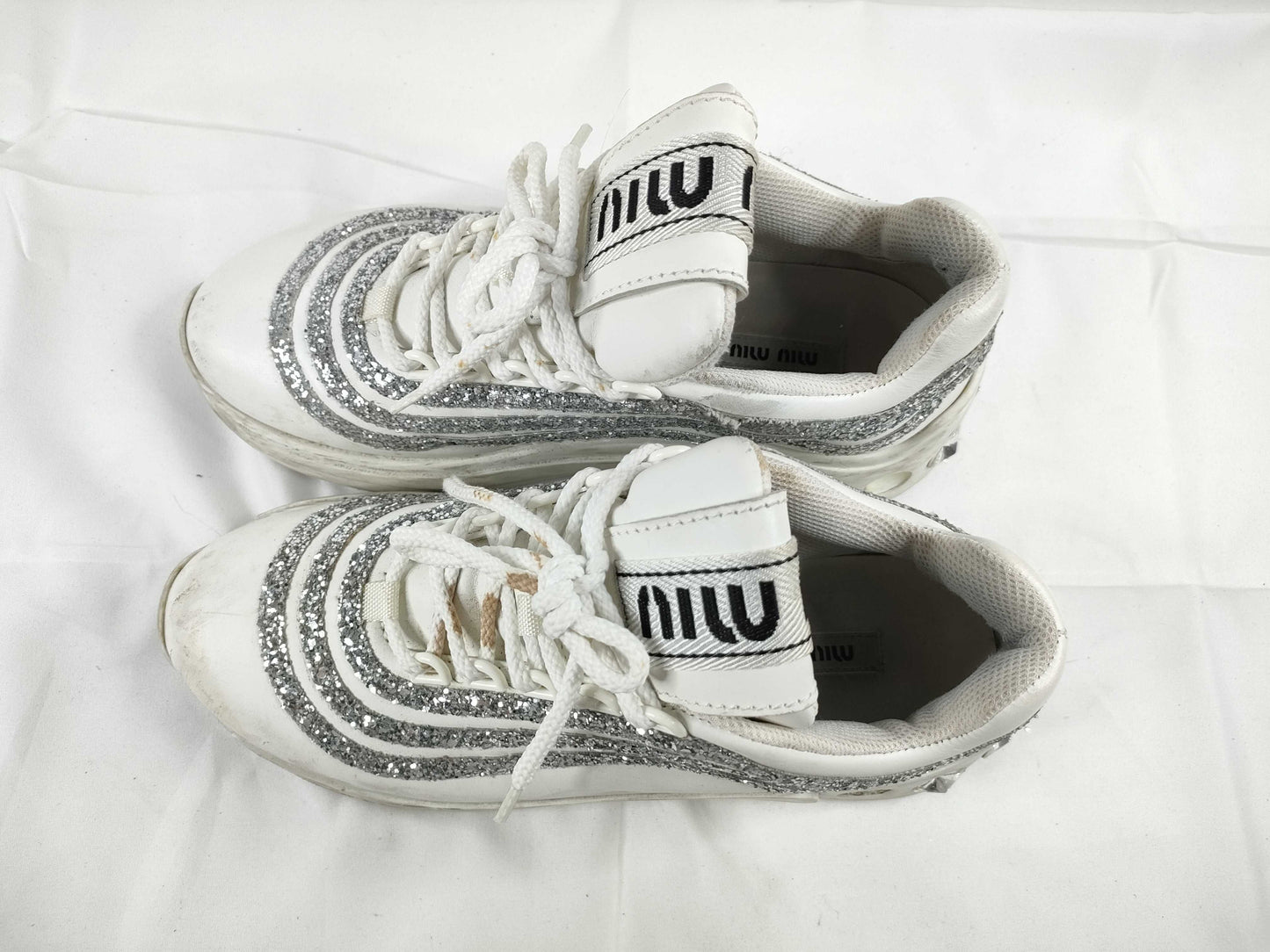 Miu Miu Miu glitter beaded stud platform sneakers MIU MIU sneakers