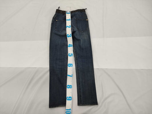 CHANEL Matelasse Leather Denim Pants, Size 38, Medium, Cotton, CHANEL Pants