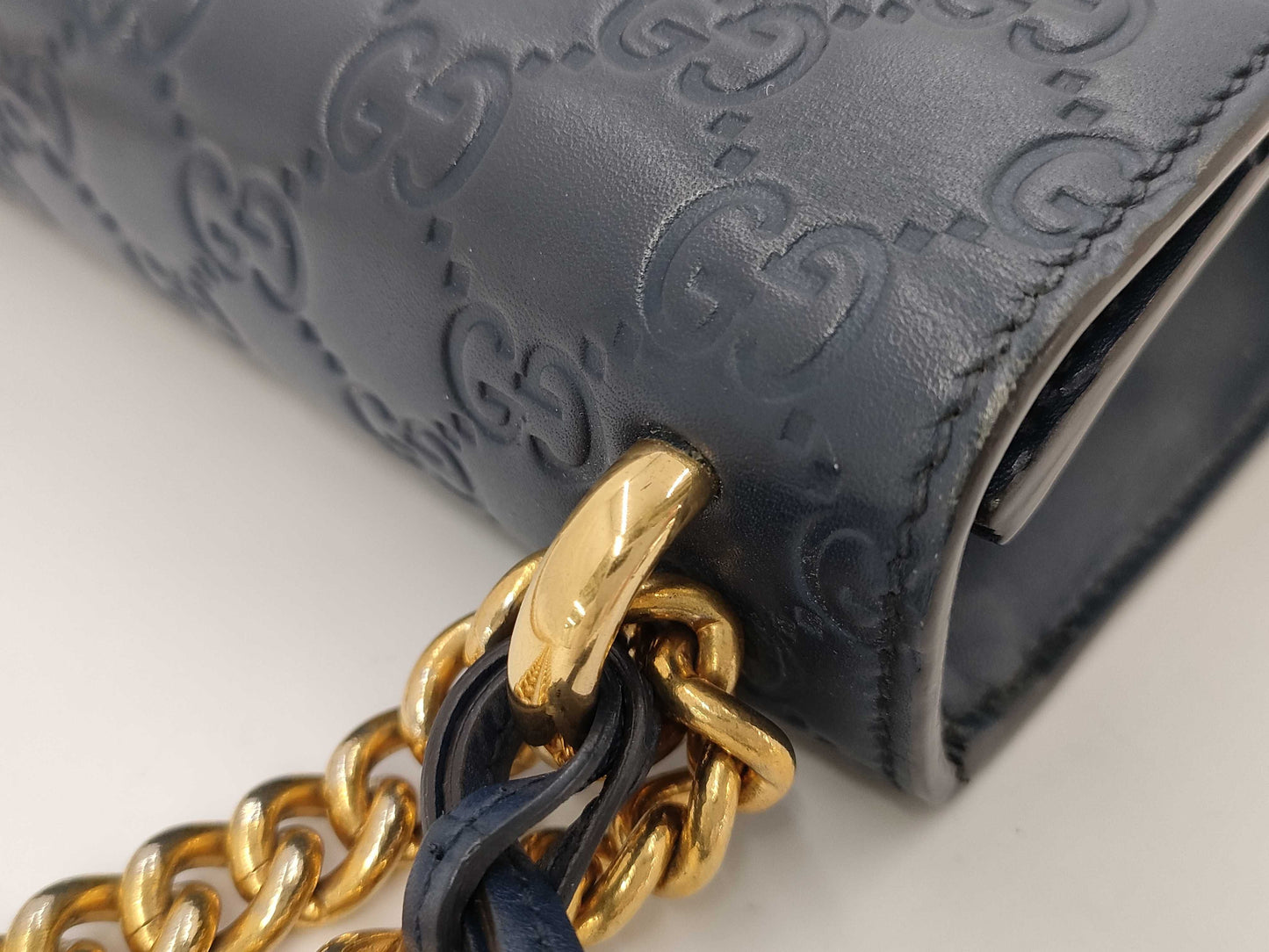GUCCI Guccissima Padlock GG Small Shoulder Bag Blue Shoulder Bag