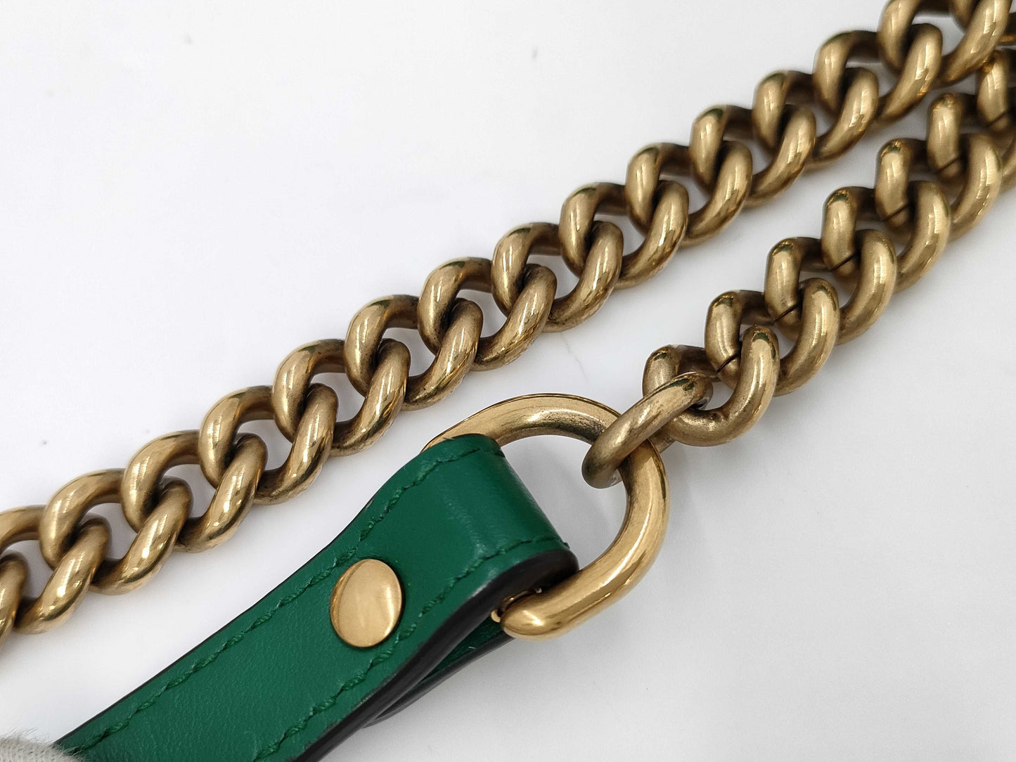 GUCCI GG Marmont Leather Chain Shoulder Bag in Green