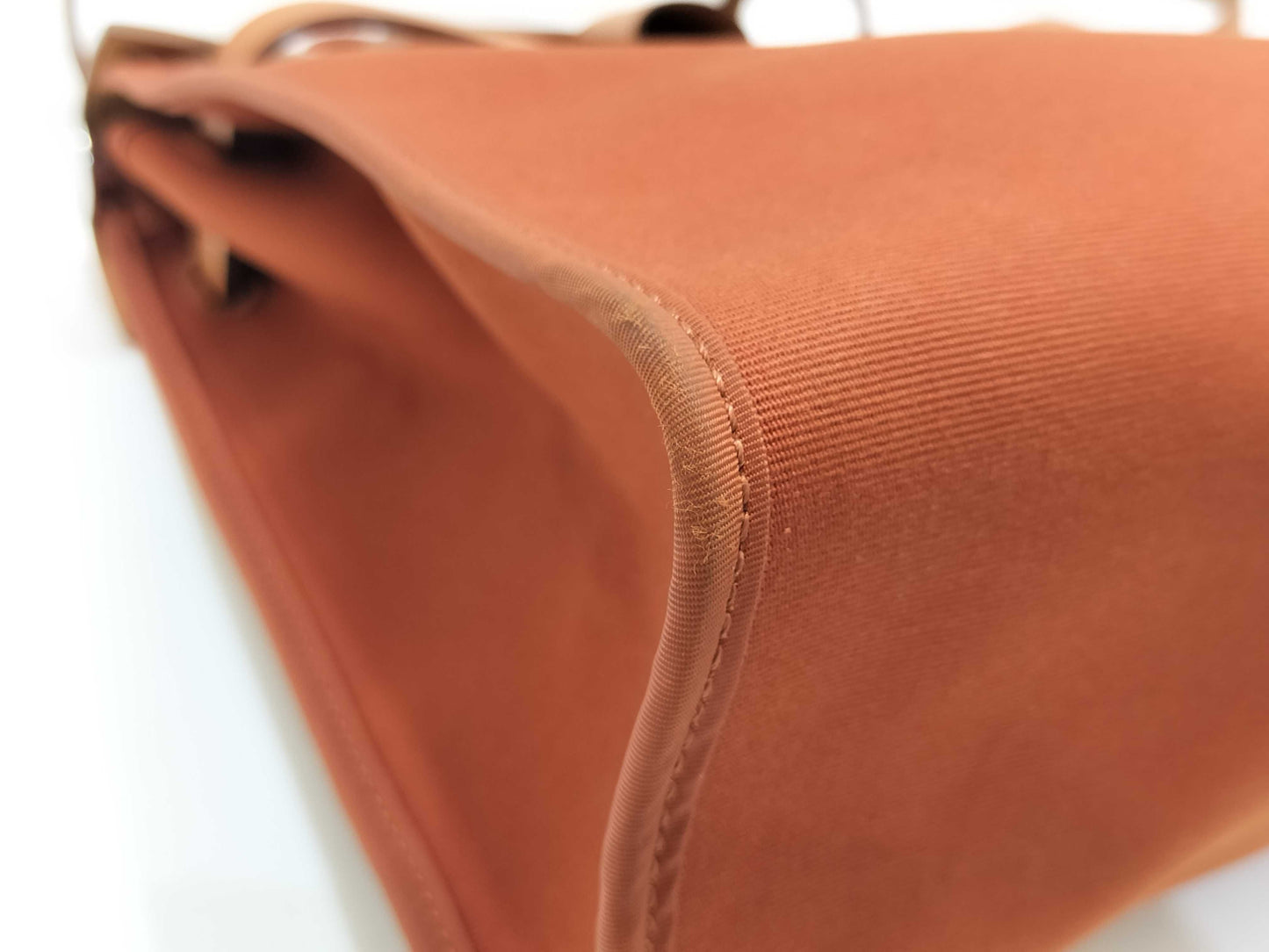 HERMES Airbag Zip Toile Officier Orange Canvas Handbag with A Stamp and Silver Hardware