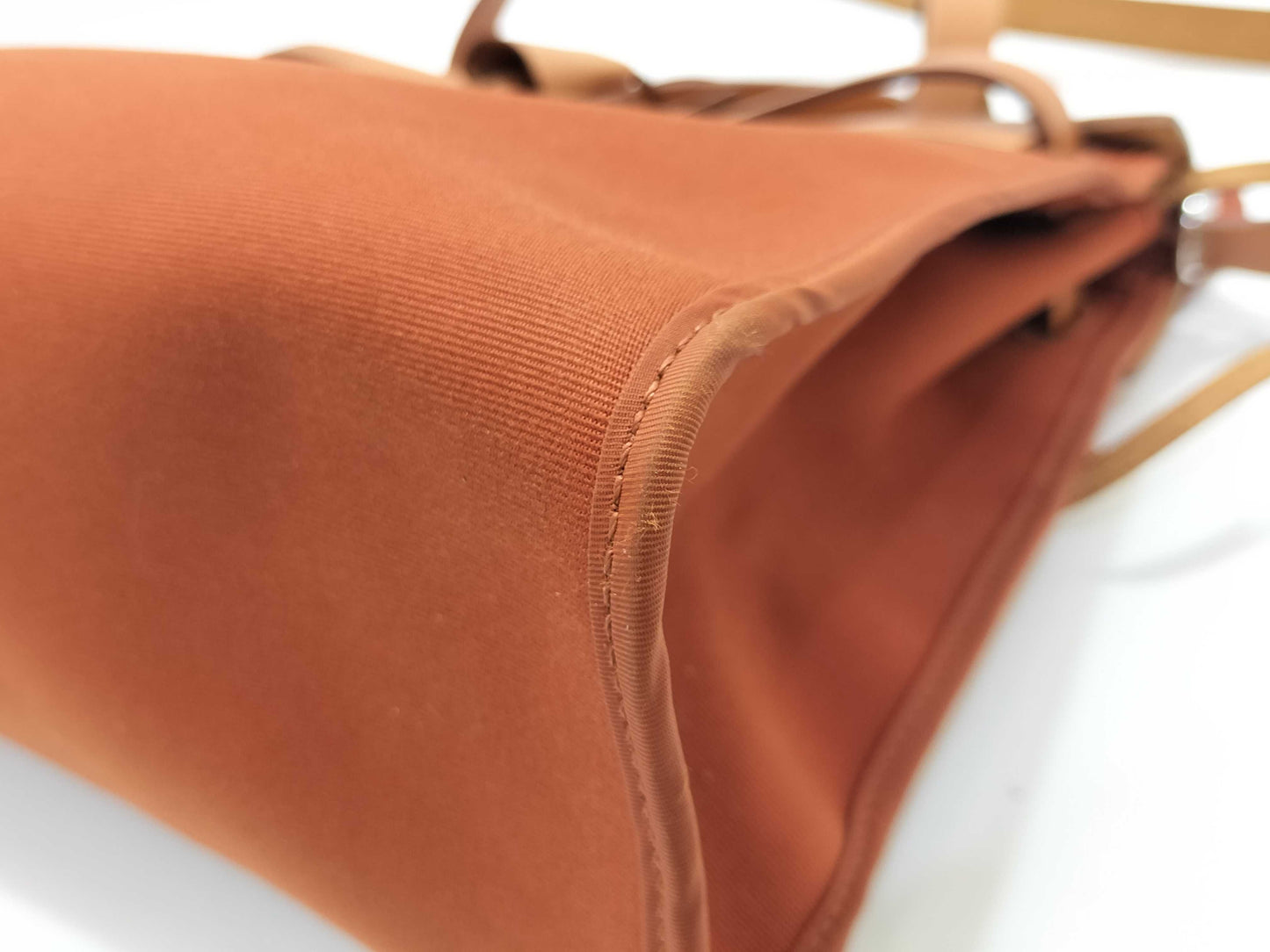 HERMES Airbag Zip Toile Officier Orange Canvas Handbag with A Stamp and Silver Hardware