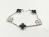 Van Cleef & Arpels Vintage Alhambra Onyx and Diamond Bracelet in WG Au750, 12.1g