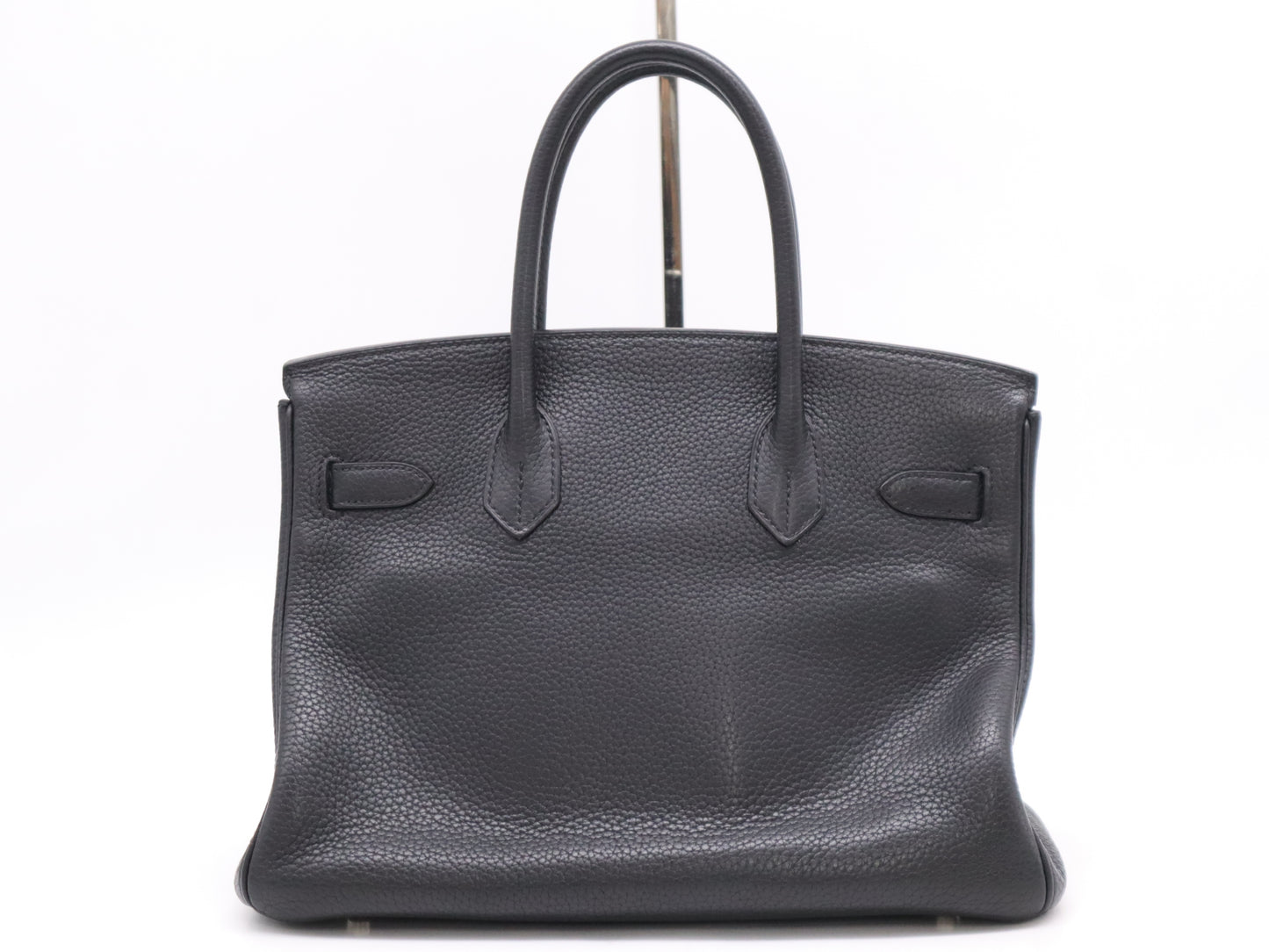 HERMES Leather Birkin 30 Black PK with Clochette, Cadena, and 2 Keys, □M Stamp, 2009, 38 Handbag