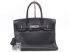 HERMES Leather Birkin 30 Black PK with Clochette, Cadena, and 2 Keys, □M Stamp, 2009, 38 Handbag