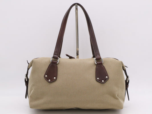 PRADA Canvas/Leather Logo Jacquard Bag Handbag