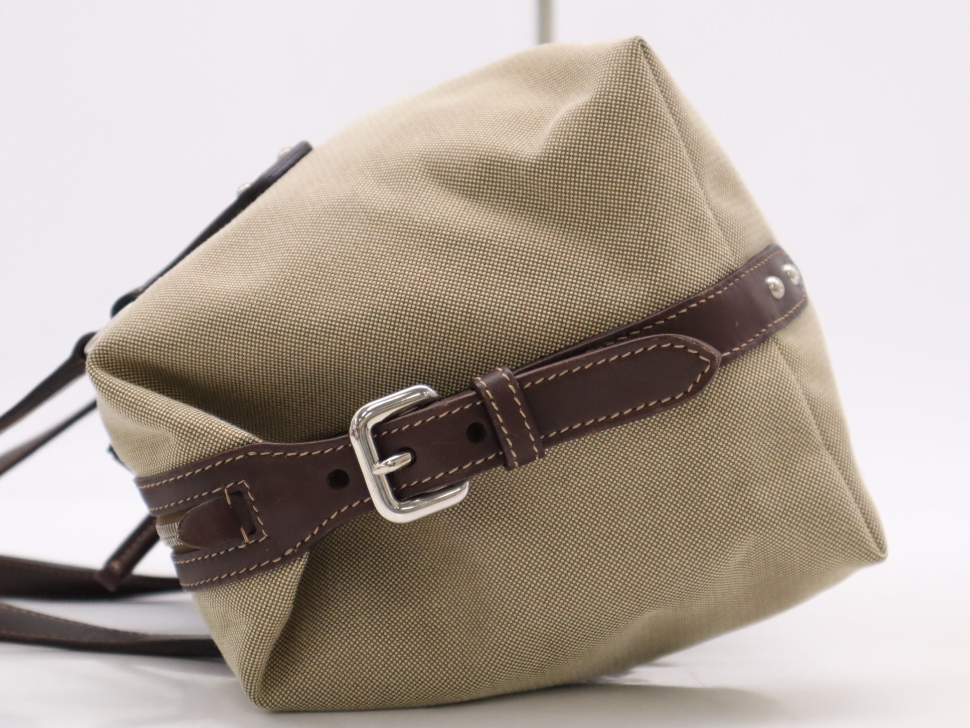 PRADA Canvas/Leather Logo Jacquard Bag Handbag