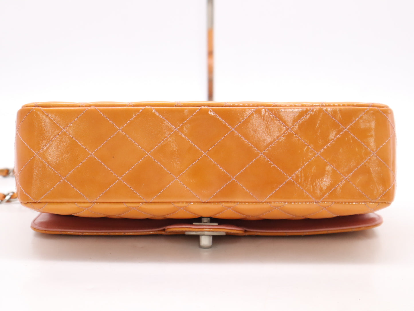 CHANEL Enamel Matelasse 26 Double Flap Double Chain Shoulder Bag with Sterling Silver Hardware and Orange Seal 6662396