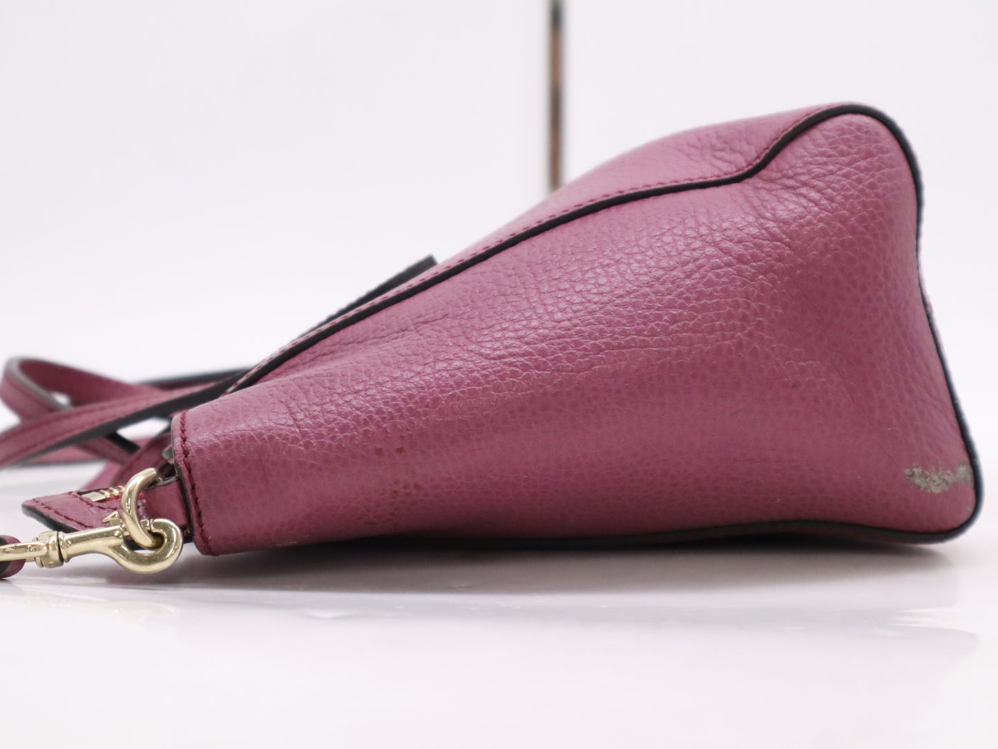 GUCCI Leather Swing Mini 2-Way Bag, Purple, with Name Tag and Shoulder Strap