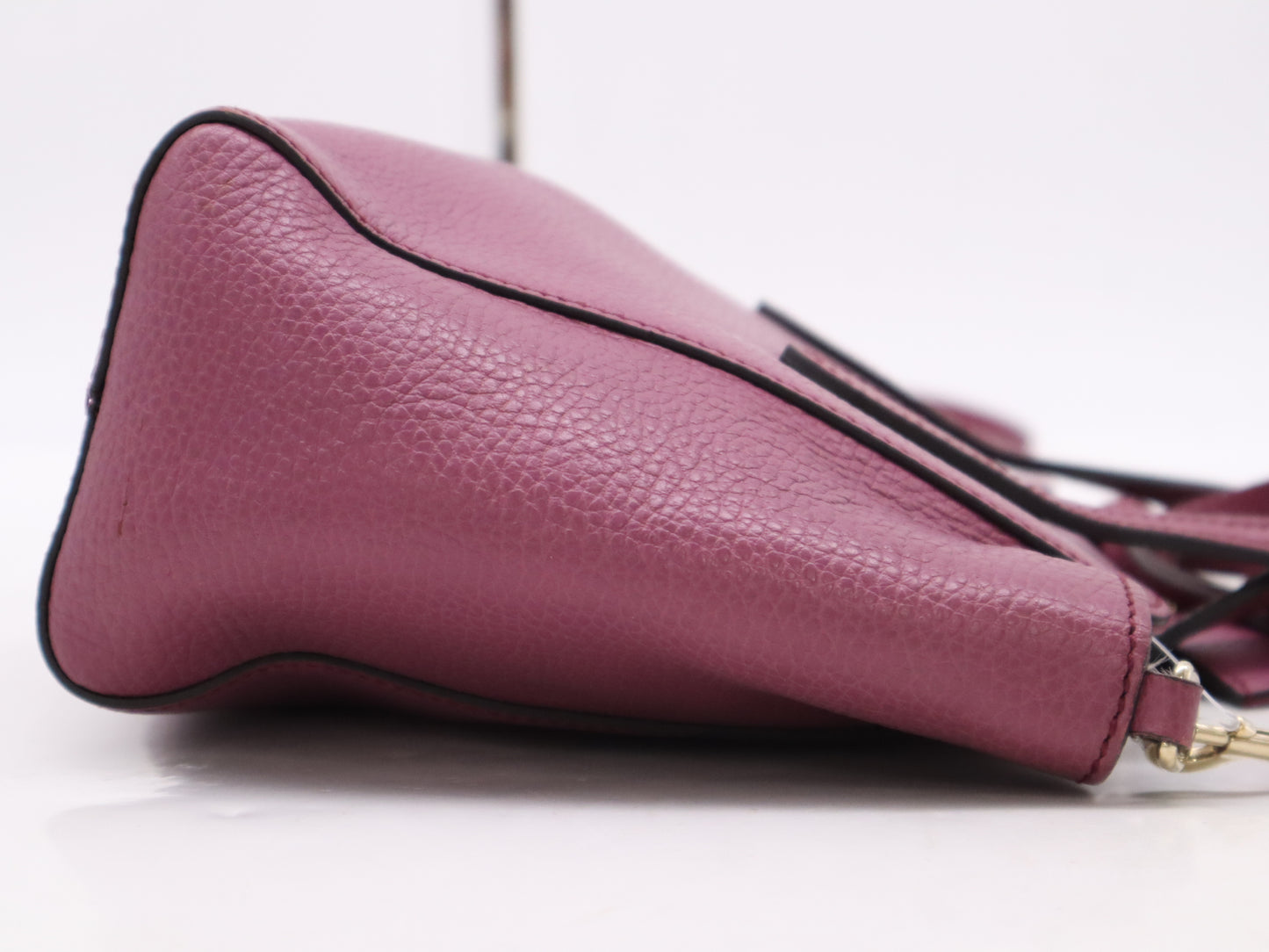 GUCCI Leather Swing Mini 2-Way Bag, Purple, with Name Tag and Shoulder Strap