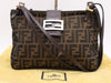FENDI nylon canvas shoulder bag with Zucca SV hardware, dark brown, comes with dust bag