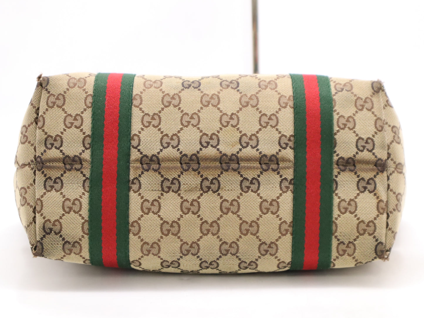 GUCCI 137396 GG Canvas Tote Bag, Sherry, Canvas and Leather, Brown Handbag