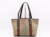 GUCCI 137396 GG Canvas Tote Bag, Sherry, Canvas and Leather, Brown Handbag